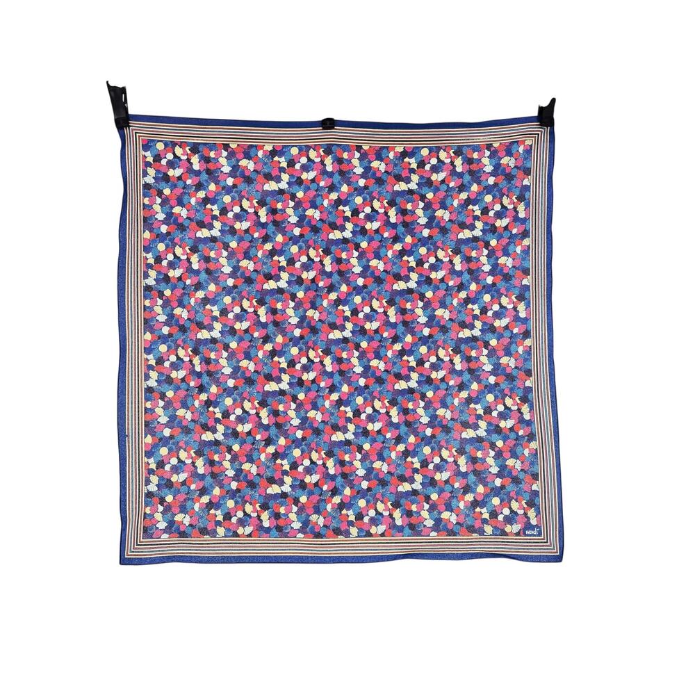 Vintage Mondi Blue Seashell Print Square Scarf 27x27 Nautical Coastal